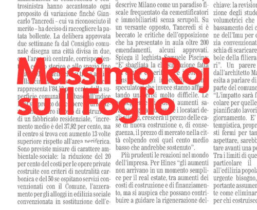 MASSIMO ROJ SUGLI ONERI DI URBANIZZAZIONE – IL FOGLIO MASSIMO ROJ SUGLI ONERI DI URBANIZZAZIONE – IL FOGLIO